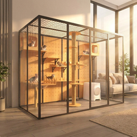 Meubles professionnels pour animaleries : Vitrine en verre trempé et bois massif pour chat, grande cage intérieure pour chat avec grand espace