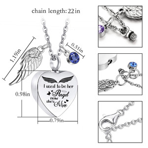Cuore cremazione memoriale ceneri urna Birthstone collana <span class=keywords><strong>gioielli</strong></span> ricordo ciondolo medaglione-ero <span class=keywords><strong>il</strong></span> suo angelo ora lei è mia - Product Image 2