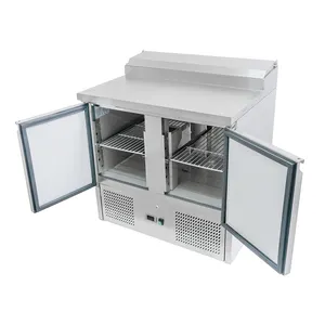 240L 2 단단한 문 gastronorm 팬 스낵 바 피자 ss 준비 테이블 피자 카운터 PS200 냉동 장비