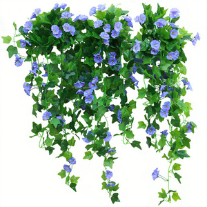 Guirlande de fleurs artificielles en soie Morning Glory de Ning Xueer, décoration murale pour la maison, rose, violet, vert, 120 cm - Product Image 4