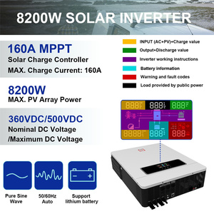 Y & H-inversor híbrido Solar de 8,2 kW, controlador de carga integrado de 160A, entrada máxima de 500V PV, CC de 48V a ca de 230V, onda sinusoidal pura Inv - Product Image 3