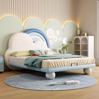 Lit Simple en Bois Charmant Style Dessin Animé pour Chambre d'Enfants Filles et Garçons