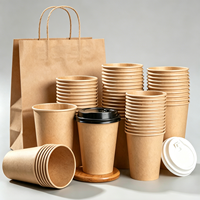 Gobelets jetables en papier kraft recyclable à paroi simple avec revêtement en verre, 8oz, 10oz, 12oz, 16oz, 20oz, pour café et thé, avec couvercle – Vente en gros