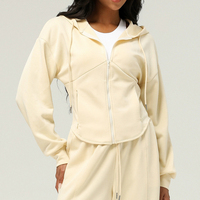 Nouvelle veste zippée de sport automne-hiver pour femme, cardigan à capuche, sweat-shirt ample avec poches, idéal pour le yoga