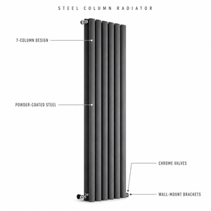 Radiatore a Colonna Verticale in Acciaio, Riscaldatore da Parete Antracite, Radiatore di Design per Soggiorno, Radiatore Idronico ad Alta Emissione - Product Image 1