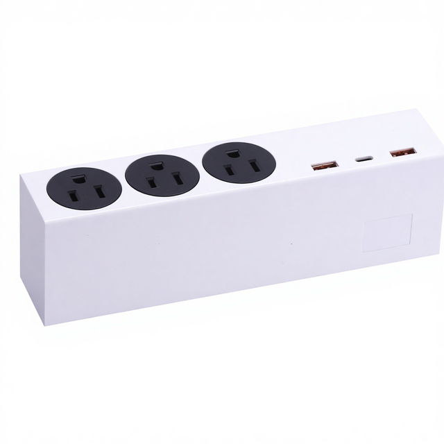 Desktop Edge Mount USB Fast Charging Station 3AC PD 15A Removable Desk Clamp Surge Protector Power Strip 3M for Tabletop Socket