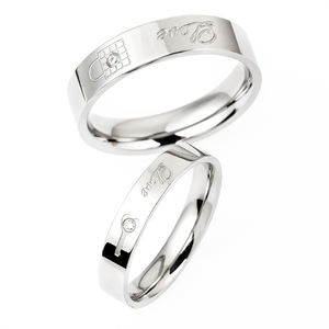 Anelli di coppia romantici in acciaio inossidabile con incisione d'amore per matrimoni e fidanzamento - Product Image 4