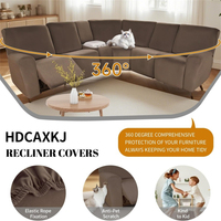 Housse de canapé d'angle en velours marron pour animaux de compagnie, 5 places, élastique, imperméable, lavable, antidérapante, 360 degrés
