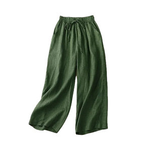 Pantalones Largos Casuales de Cintura Alta para Mujer, de Algodón y Lino, Transpirables, de Color Sólido, con Frente Plano, Sexys, para la Temporada de Primavera - Product Image 1