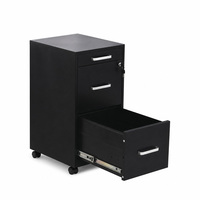 Armoire de classement verticale mobile en acier laminé à froid moderne, 3 tiroirs verrouillables, armoire de rangement de bureau avec roulettes
