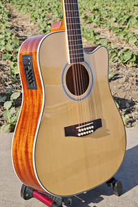 גיטרה אקוסטית חשמלית 12 מיתרים <span class=keywords><strong>41</strong></span> אינץ' עם קאטאוויי, מותג Aiersi, פלטת עץ אשוח מבריקה, גוף מעץ מהגוני, לחובבי מוזיקה - Product Image 3