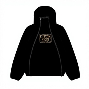 Sweat-shirt à capuche zippé pour homme en coton et polyester, coupe oversize et carrée, épaules tombantes, en molleton, options d'impression sérigraphique - Product Image 1