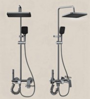 Ensemble de douche de luxe haute pression 4 fonctions avec mitigeur chaud/froid, affichage numérique LED en aluminium et système de pluie pour salle de bain