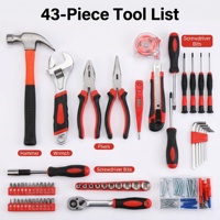 Kit d'outils à main complet de 43 pièces pour l'entretien quotidien et le bricolage en atelier