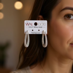 WAL GOLD E4227 Orecchini a Cerchio in Oro Bianco con Cristalli e Strass, Gioielli Trendy da Donna per Feste - Product Image 2