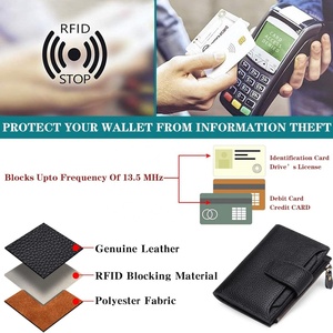 Factory RFID Blocking Card Holders <b>Ladies</b> Card Holder <b>Wallets</b> Purse Custom Zipper Genuine Leather <b>Wallet</b> Women - Product Image 5