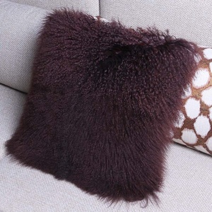 16'' X 16'' Natural Mongolian Lamb Fur <strong>Throw</strong> <strong>Pillow</strong> Cover Real Fur Decorative Cushion Cover <strong>Pillow</strong> Case for Living Room Bed - Product Image 4