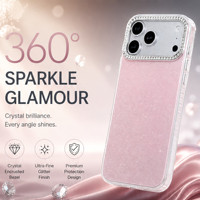 Funda Rosa Brillante para Teléfono, TPU+PC, con Diamantes de Imitación, Protección de Lente de Cámara, Diseño Lindo y Brillante, Antigolpes, para Mujeres y Niñas, Compatible con iPhone 17 Pro Max