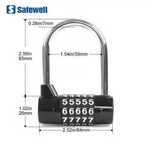Cadeado de segurança combinação digital, cadeado de segurança para uso externo, shackle 5, 2.5 polegadas, à prova d'água, para fechadura (preto)