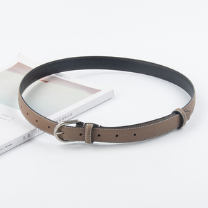 Cinturón de mujer de cuero de vaca de grano completo con patrón de lichi, hebilla de aleación geométrica, 105 cm de longitud - Envío directo transfronterizo Guangzhou - Product Image 3