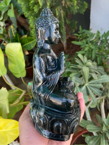 Estatua de Buda de Jaspe Natural |   Escultura de Piedras Preciosas Tallada a Mano |   Decoración para el Hogar, Altar de Meditación |   Feng Shui 7.5x5.5 Pulgadas - Product Image 5