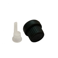 Bouchon de compte-gouttes Euro 18mm noir inviolable Pilfer Proof bouteille d'huile essentielle bouchon à vis en plastique avec Insert de compte-gouttes court