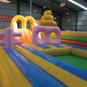 Château gonflable rose à louer pour usage commercial avec toboggans en PVC Garantie de 2 ans - Product Image 4