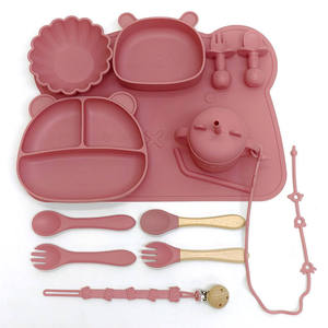Nuevo Juego de Vajilla de Silicona Impermeable, Libre de BPA, para Bebés, Plato, Tazón, Cuchara, Tenedor, Babero, Regalo para Niños - Product Image 4