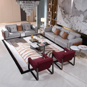 Fabrikant Lichte Luxe Geïmporteerde Italiaanse Toplaag Sectionele Lederen Sofa Villa Appartement Hotel High-End Designmeubilair