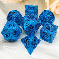 Kustom D & d Resin D20 dugeon naga RPG berongga logam Set dadu Dnd sisi tajam dadu polihedral untuk pemain dewasa