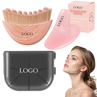 Ensemble de brosses faciales et de Gua Sha pour le drainage lymphatique, 2-en-1, brosses manuelles pour le visage, brosse Gua Sha pour améliorer l'éclat de la peau