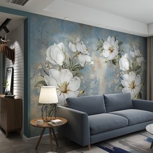 Papier peint de fond 3D Nordic Tv Papier peint pastoral Canapé Chambre murale Salon Fleur Film et Télévision Revêtement <span class=keywords><strong>mural</strong></span> - Product Image 1
