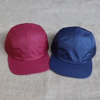 Casquettes vierges en gros personnalisables avec logo, en nylon, séchage rapide, imperméables, perforées au laser, pour la course et le camping, 5 panneaux
