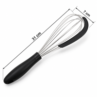 Fouet à œufs en acier inoxydable avec poignée TPR et spatule en silicone – Ustensile de cuisine manuel pour la pâtisserie – Offre spéciale