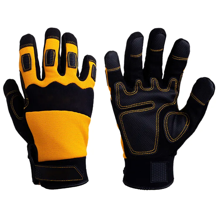 Comfortable hard wearing microfiber leather construction mechanic working gloves