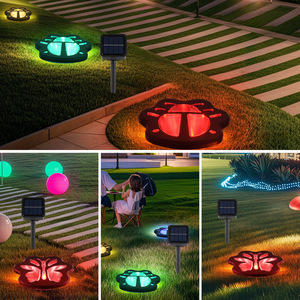 Luces solares de mariquita y mariposa 3 en 1 para exteriores LED Cat Paw <span class=keywords><strong>Bear</strong></span> Paw Stake Lights para césped y jardín - Product Image 3