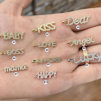 CZ8726 pendentif à breloques spirituelles en or 18 carats diamant CZ Micro pavé lettre mots baiser Amore bébé maman LOL pour la fabrication de bijoux