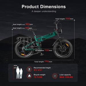 Vélo électrique <span class=keywords><strong>pliable</strong></span> OEM Samebike 20 pouces, suspension intégrale, 48V 17Ah, 7 vitesses, frein à disque hydraulique, pneus larges 4.0 - Product Image 3