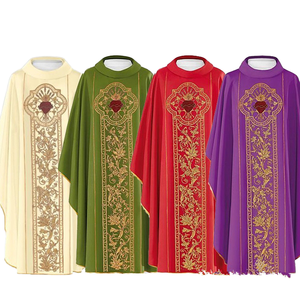 Nueva Túnica Sacerdotal Vintage, Capa, Sotana, Vestimenta Blanca, Roja, Verde, Morada, Estampada, Disfraz de Pastor, Celebrante, para TV y Cine - Product Image 2