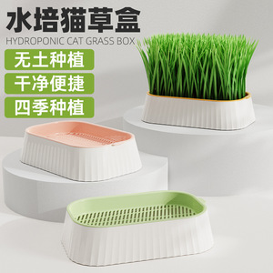 Boîte à herbe pour chat, hydroponique sans terre, forme ovale, fonctionnement manuel, friandises pour chats - Product Image 3