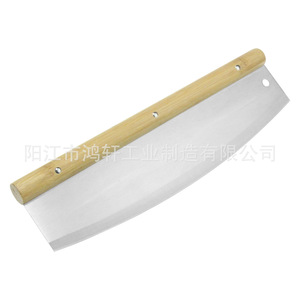 Cortador de Pizza de Media Luna de Acero Inoxidable de 14 Pulgadas con Mango de Madera, Herramienta para Hornear, Hecho en Yangjiang - Product Image 3