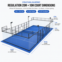 Lapangan Padel Panoramic 20m x 10m Dengan Kaca Tempered 12mm dan Rangka Baja Berlapis Bubuk