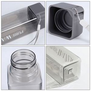 Bouteille d'eau carrée en gros, personnalisable, en plastique transparent, 500 ml, pour le sport, facile à nettoyer, pour enfants - Product Image 5