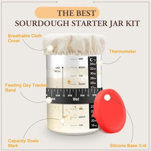 2026 New Product Ideas Eco-Friendly Sourdough Starter Kit Glass with Sourdough Starter Jar Kit <b>Bread</b> Proofing <b>Basket</b> Set - Product Image 3