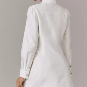 Vestido Camisero Mini de Manga Larga con Lazo Delantero, Estilo Bohemio Casual, Cintura Elástica, Tejido Sólido 100% Lino, Ecológico y Lavable - Product Image 3