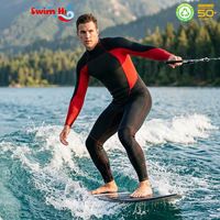 Combinaison de plongée intégrale homme rouge et noir 3mm en néoprène, manches longues, protection UV, pour sports nautiques, fabrication OEM