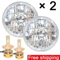 Lucas 700 Headlight 7\" INCH 12V Conversion H4 Halogen Lamp 3 Pin Holder LED Xenon with Glass and Plastic Material