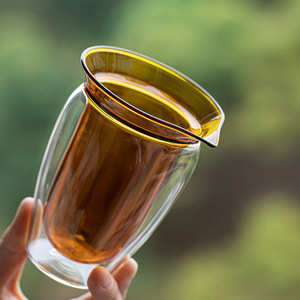 Taza de vidrio de doble pared, dispensador de té resistente al calor y engrosado para set de preparación de té - Product Image 4