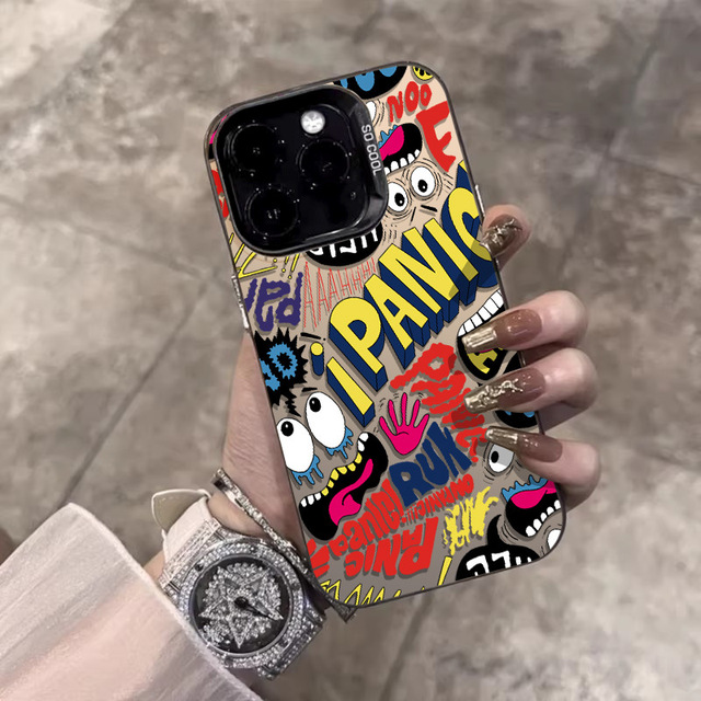 Ins Design Street Doodle Graffiti Chicken Tracks IMD Shockproof Phone Case Cover for iPhone 16 15 Pro Max 14 13 12 11mini