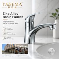 Robinet de lavabo en alliage de zinc, mitigeur de salle de bain à poignée unique, finition chromée, débit d'eau fluide, vente en gros d'usine OEM ODM